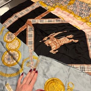 Burberry Gold and Cream Silk Scarf